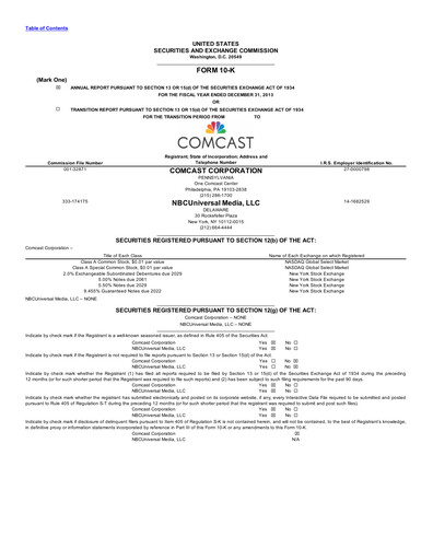 Thumbnail Comcast Annual Report 2013