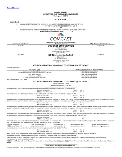 Thumbnail Comcast Annual Report 2016