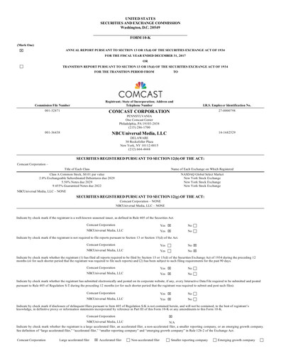Thumbnail Comcast Annual Report 2017