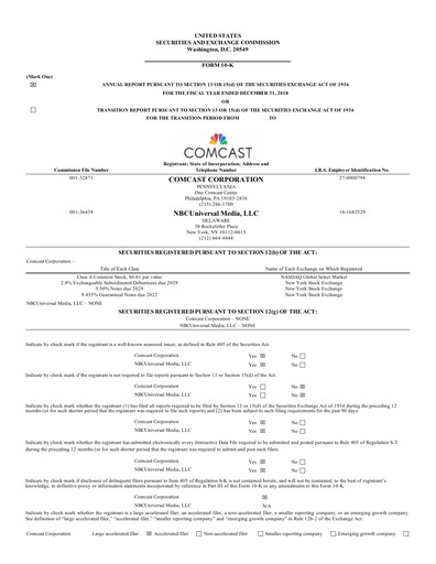Thumbnail Comcast Annual Report 2018