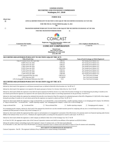 Thumbnail Comcast Annual Report 2021