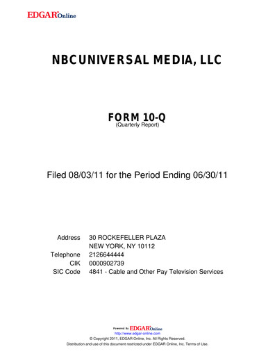 Miniature Comcast Rapport trimestriel 2011-q2