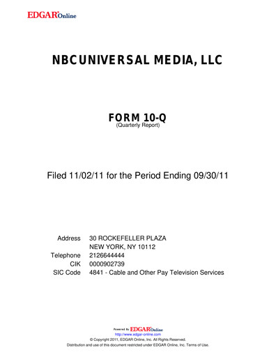 Miniature Comcast Rapport trimestriel 2011-q3