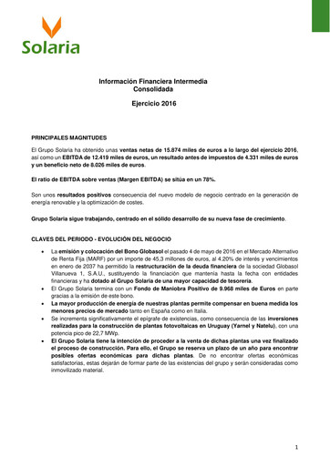 Thumbnail Solaria Energía Financial Report 2016