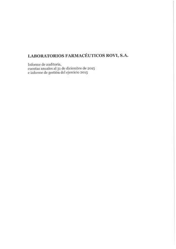 Thumbnail Laboratorios Farmaceuticos Rovi Financial Report 2015