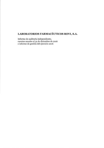 Thumbnail Laboratorios Farmaceuticos Rovi Financial Report 2016