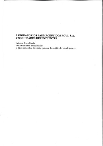Thumbnail Laboratorios Farmaceuticos Rovi Financial Statement 2015