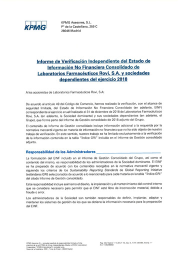 Miniature Laboratorios Farmaceuticos Rovi Rapport de durabilité 2018