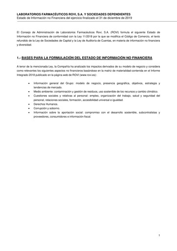 Miniature Laboratorios Farmaceuticos Rovi Rapport de durabilité 2019