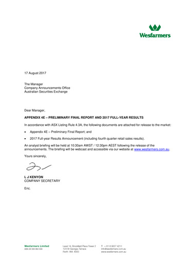 Miniature Wesfarmers
 Rapport financier 2017