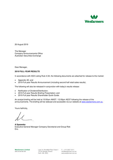 Miniature Wesfarmers
 Rapport financier 2019