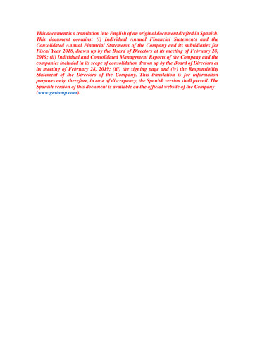 Thumbnail Gestamp Automoción Financial Statement 2018