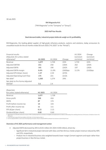 Thumbnail RHI Magnesita
 Half-year Report 2025-h1