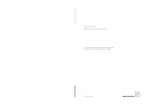Thumbnail Bang & Olufsen A/S Annual Report 2004-2005