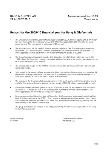 Thumbnail Bang & Olufsen A/S Financial Report 2009-2010