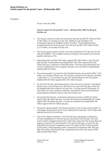 Thumbnail Bang & Olufsen A/S Half-year Report 2007-h1