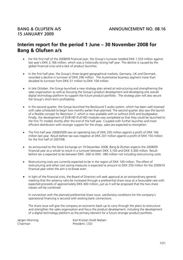Thumbnail Bang & Olufsen A/S Half-year Report 2008-h1