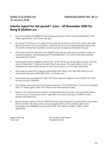 Thumbnail Bang & Olufsen A/S Half-year Report 2009-h1