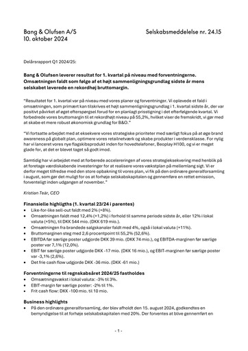 Thumbnail Bang & Olufsen A/S Quarterly Report 2024-q1
