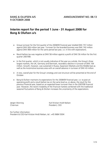 Thumbnail Bang & Olufsen A/S Quarterly Report 2008-q1