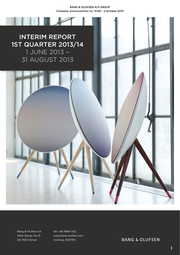 Thumbnail Bang & Olufsen A/S Quarterly Report 2013-q1
