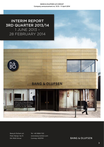 Thumbnail Bang & Olufsen A/S Quarterly Report 2013-q3