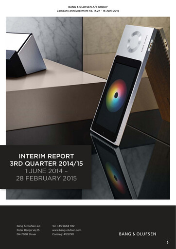 Thumbnail Bang & Olufsen A/S Quarterly Report 2014-q3