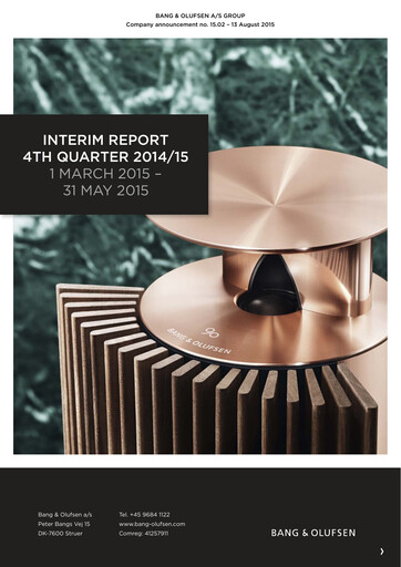 Thumbnail Bang & Olufsen A/S Quarterly Report 2014-q4