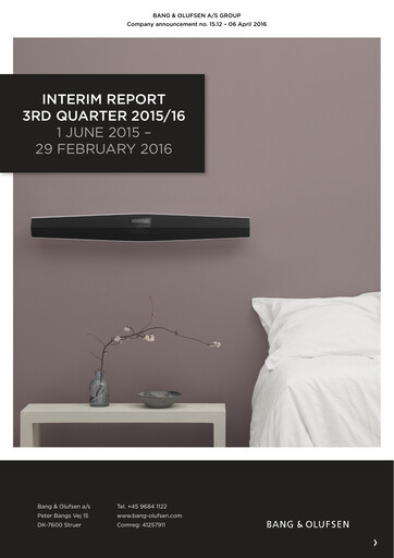 Thumbnail Bang & Olufsen A/S Quarterly Report 2015-q3