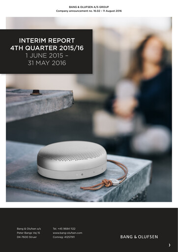 Thumbnail Bang & Olufsen A/S Quarterly Report 2015-q4