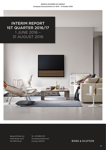 Thumbnail Bang & Olufsen A/S Quarterly Report 2016-q1