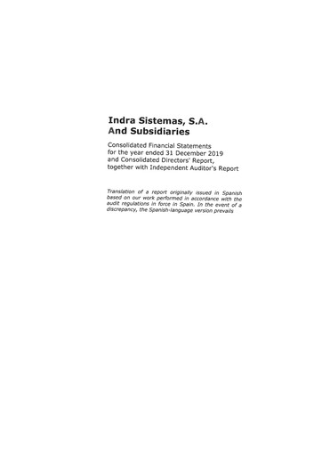 Thumbnail Indra Sistemas Financial Statement 2019