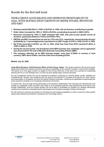 Thumbnail Indra Sistemas Half-year Report 2026-h1