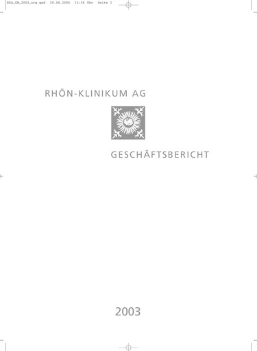 Vorschaubild Rhön-Klinikum Jahresbericht 2003