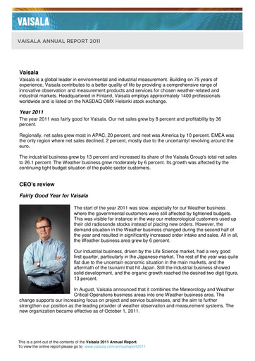 Thumbnail Vaisala
 Annual Report 2011