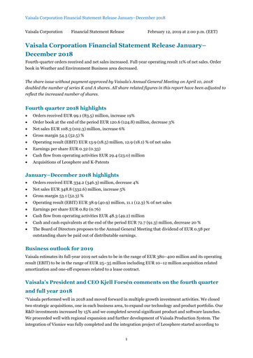 Thumbnail Vaisala
 Financial Statement 2018