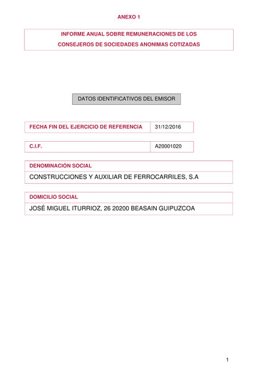 Miniature Construcciones y Auxiliar de Ferrocarriles Rapport annuel 2016