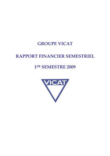 Miniature Vicat S.A. Rapport semestriel 2009-h1