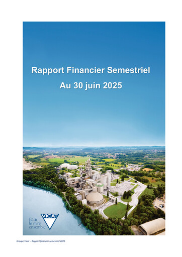 Miniature Vicat S.A. Rapport semestriel 2025-h1