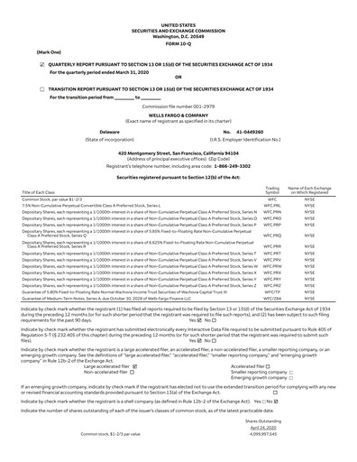 Thumbnail Wells Fargo Quarterly Report 2020-q1