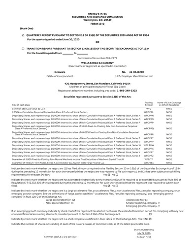 Thumbnail Wells Fargo Quarterly Report 2020-q2