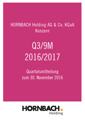 Thumbnail Hornbach Holding
 Quarterly Report 2016-2017-q3