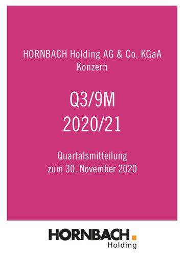Thumbnail Hornbach Holding
 Quarterly Report 2020-2021-q3