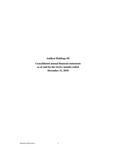 Thumbnail AmRest Financial Statement 2010