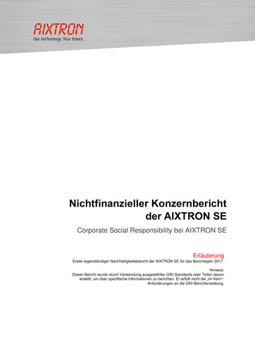 Thumbnail Aixtron Sustainability Report 2017