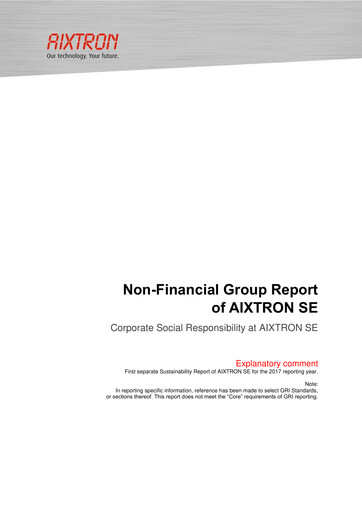 Thumbnail Aixtron Sustainability Report 2017