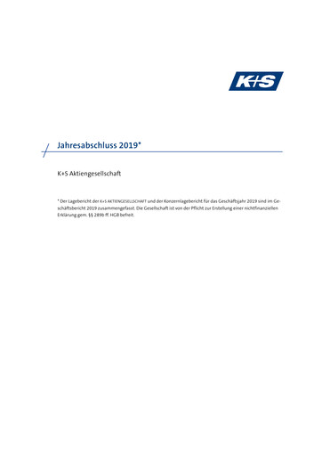 Thumbnail K+S
 Financial Statement 2019
