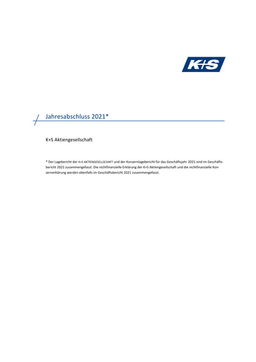 Thumbnail K+S
 Financial Statement 2021