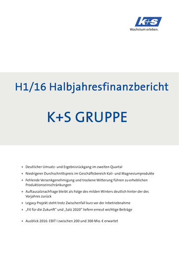 Thumbnail K+S
 Half-year Report 2016-h1