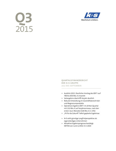 Miniature K+S
 Rapport trimestriel 2015-q3
